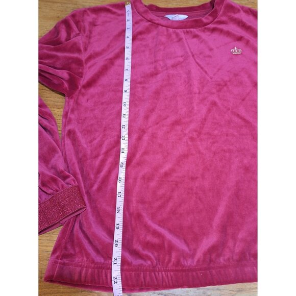 Juicy Couture XL Red Wine Velour Pullover Crown Logo Girl's Long Sleeve - Picture 4 of 15